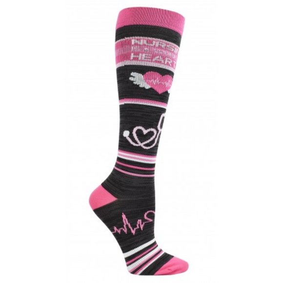 Nurse Heart Theme 10-14mmHG Compression Sock - Picture 1 of 2